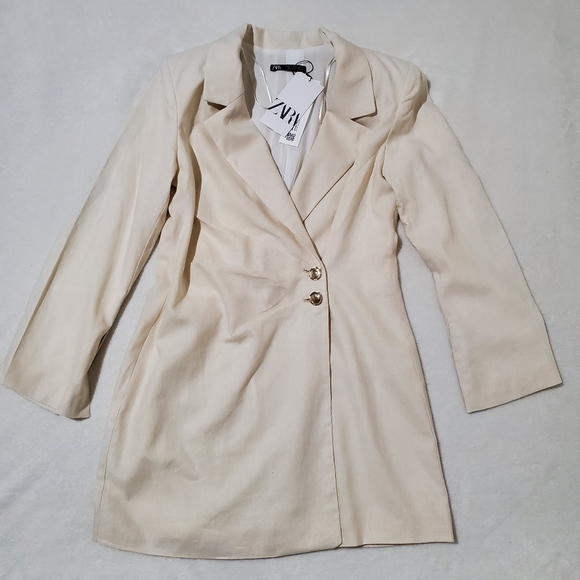 Zara Linen Blend Blazer Dress Size M - Picture 10 of 11
